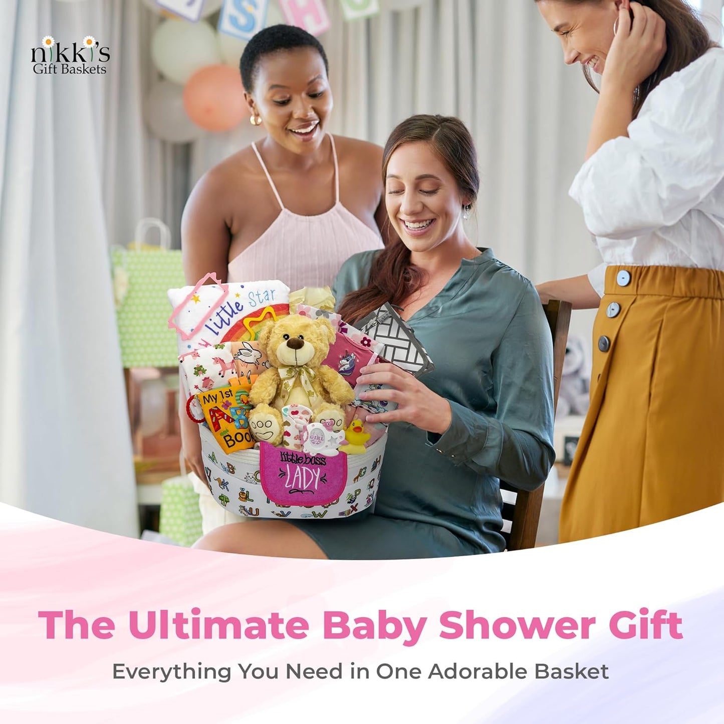 Deluxe 25-Piece Baby Girl Essentials Gift Set for Expecting Parents | Pink Newborn Hamper for Gender Reveal
