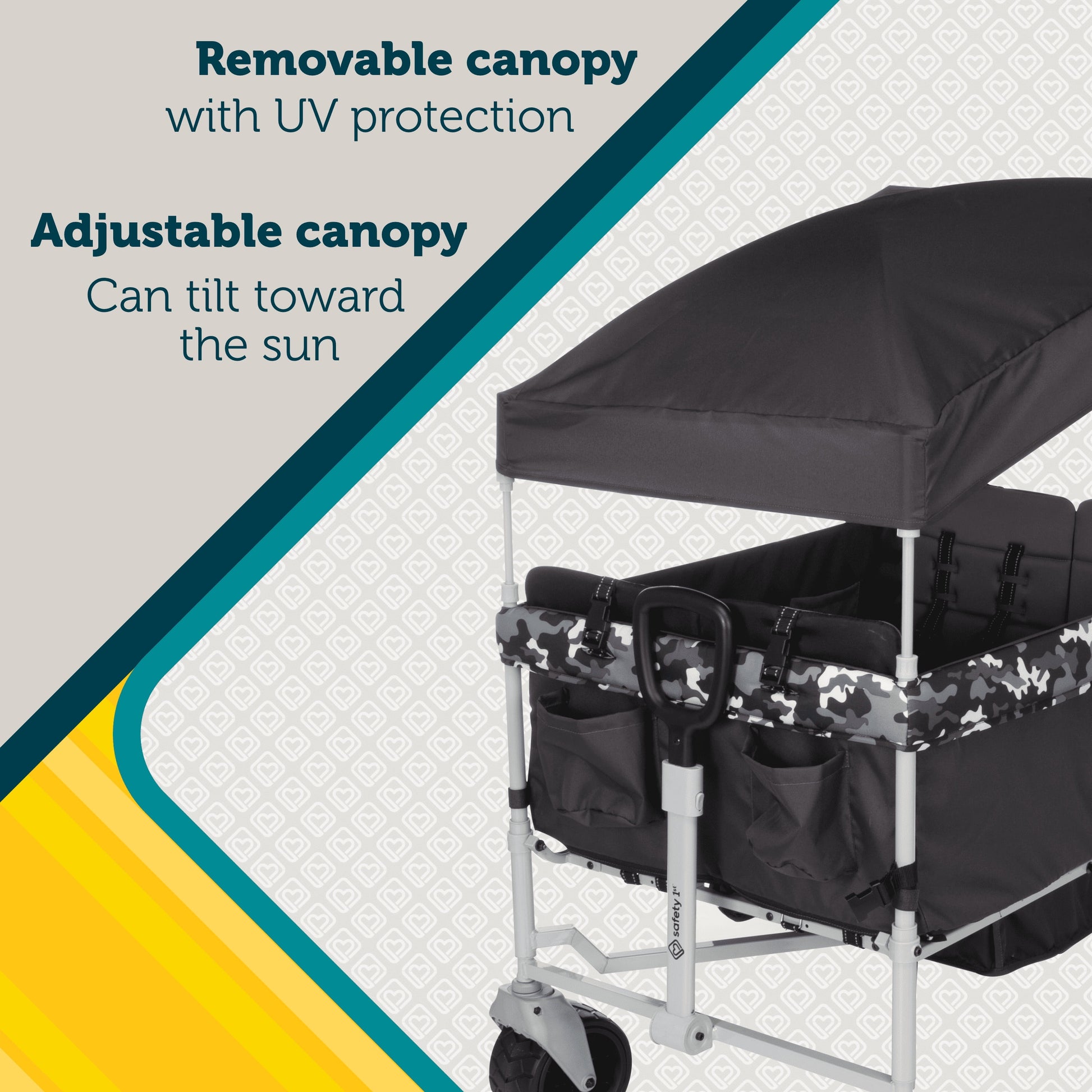 Summit Sprint Quad Wagon Stroller for Four Passengers in Charcoal Camo - Unisex Design for Toddlers