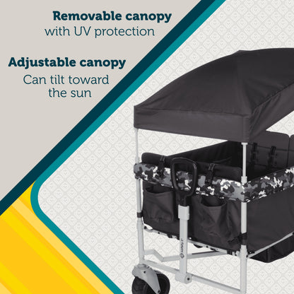 Summit Sprint Quad Wagon Stroller for Four Passengers in Charcoal Camo - Unisex Design for Toddlers