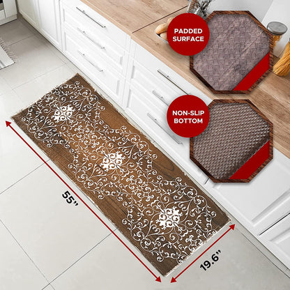 Kitchen Mat Cushioned anti Fatigue Floor Mat,19.6"X55", Thick Non Slip Waterproof Kitchen Rugs and Mats, Standing Mat for Kitchen,Floor,Home,Office,Desk,Sink,Laundry (Scroll)