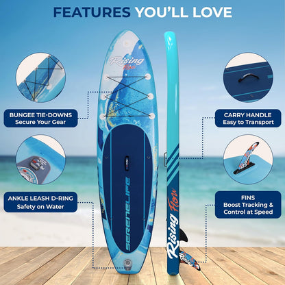 Premium Inflatable Stand-Up Paddle Board with Essential Accessories – Wide and Stable Design Featuring Non-Slip EVA Deck Pad for All Skill Levels, 350 lbs Capacity