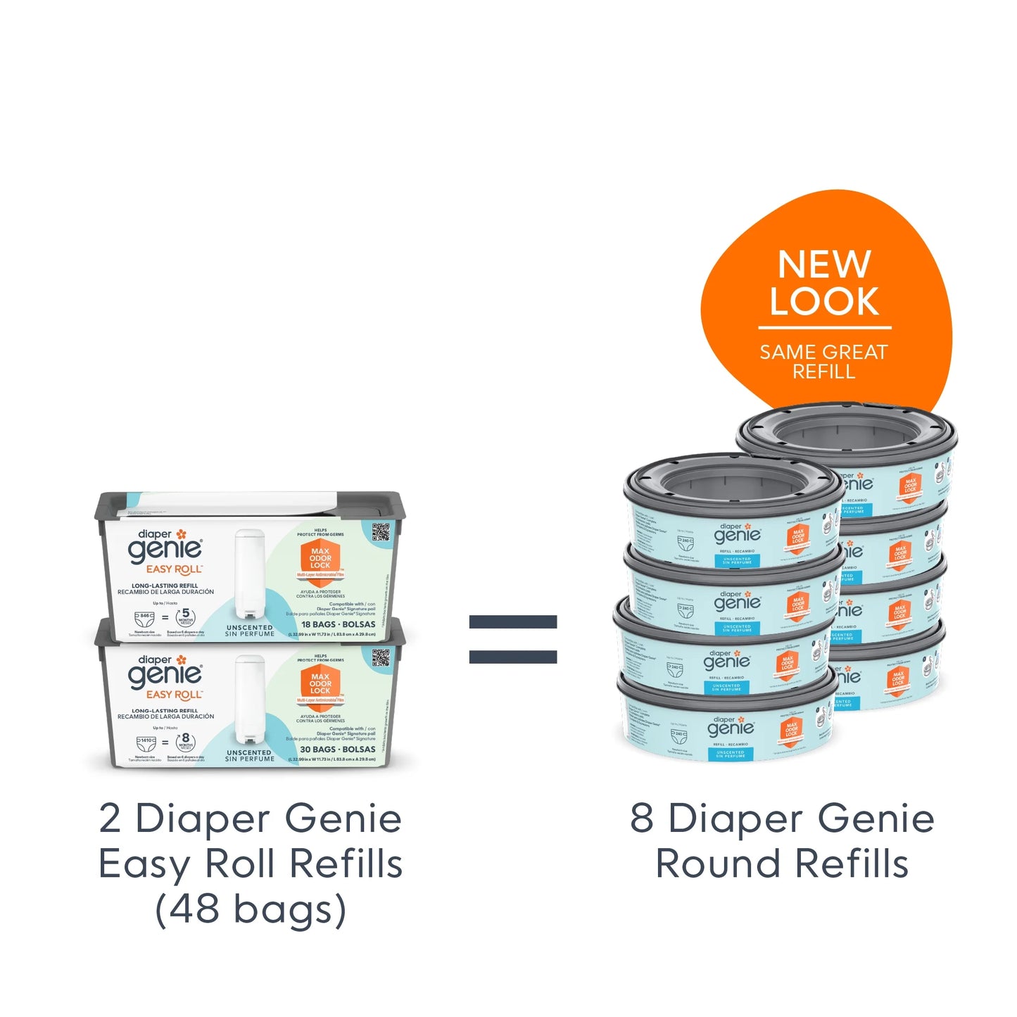 Premium White Gift Set: Includes 1 Diaper Pail and 48 Convenient Refill Bags