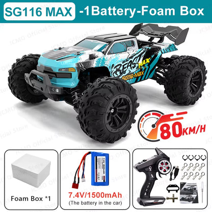 SG116MAX 80KM/H High-Speed Brushless 4WD Off-Road Drift Remote Control Car - 1:16 Scale Professional Racing Model SG116PRO 40KM/H