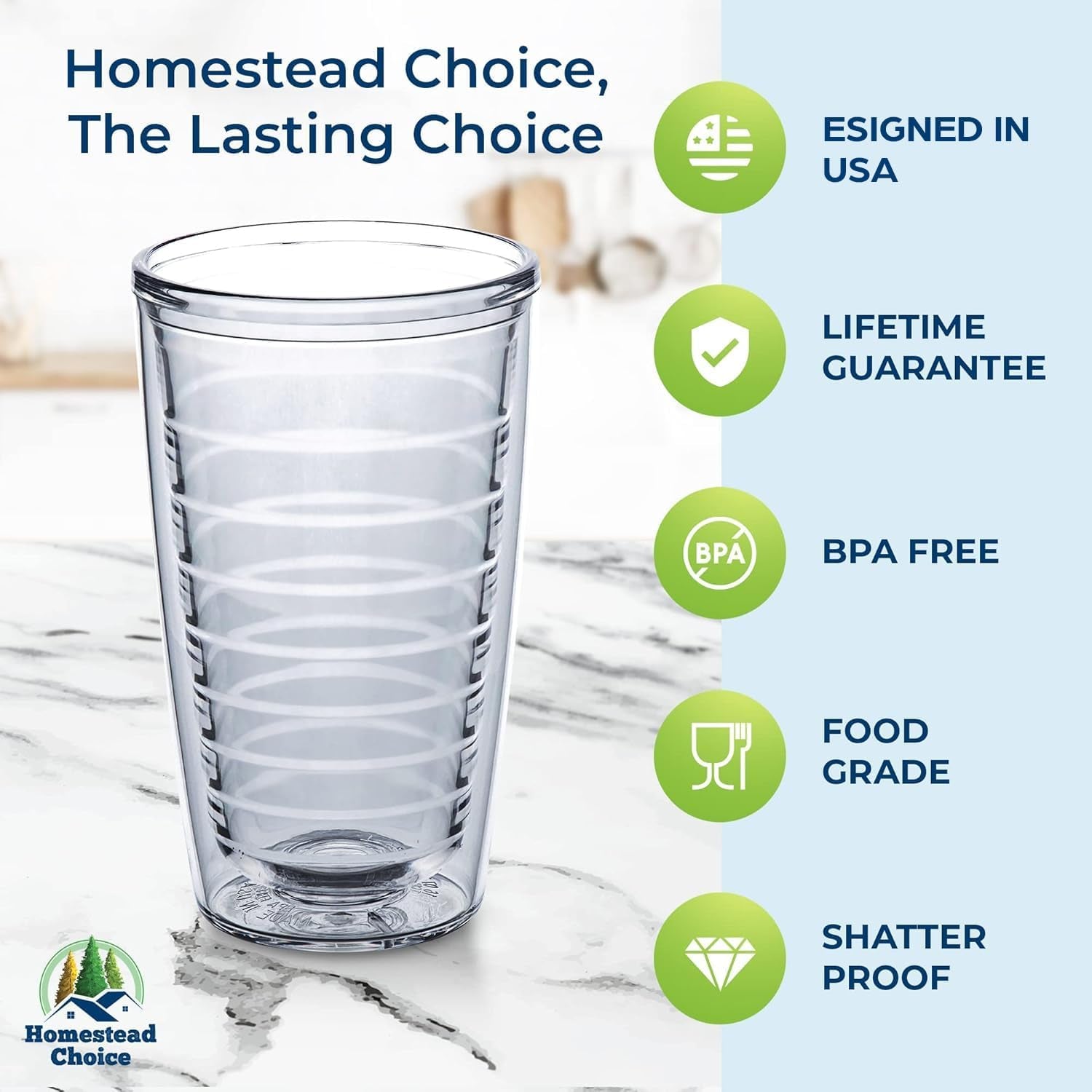 16Oz Insulated Tumblers Plastic Keeps Drinks Cold & Hot, 4Pack Double Walled Clear Insulated Drinking Glasses Cup, Bpa-Free, Reusable, Camping, Travel, Kitchen, Party