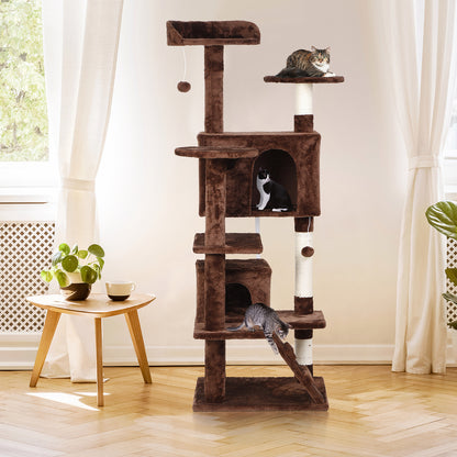 55-Inch Multi-Level Cat Tree Tower Activity Center with Condo - Available in 6 Colors