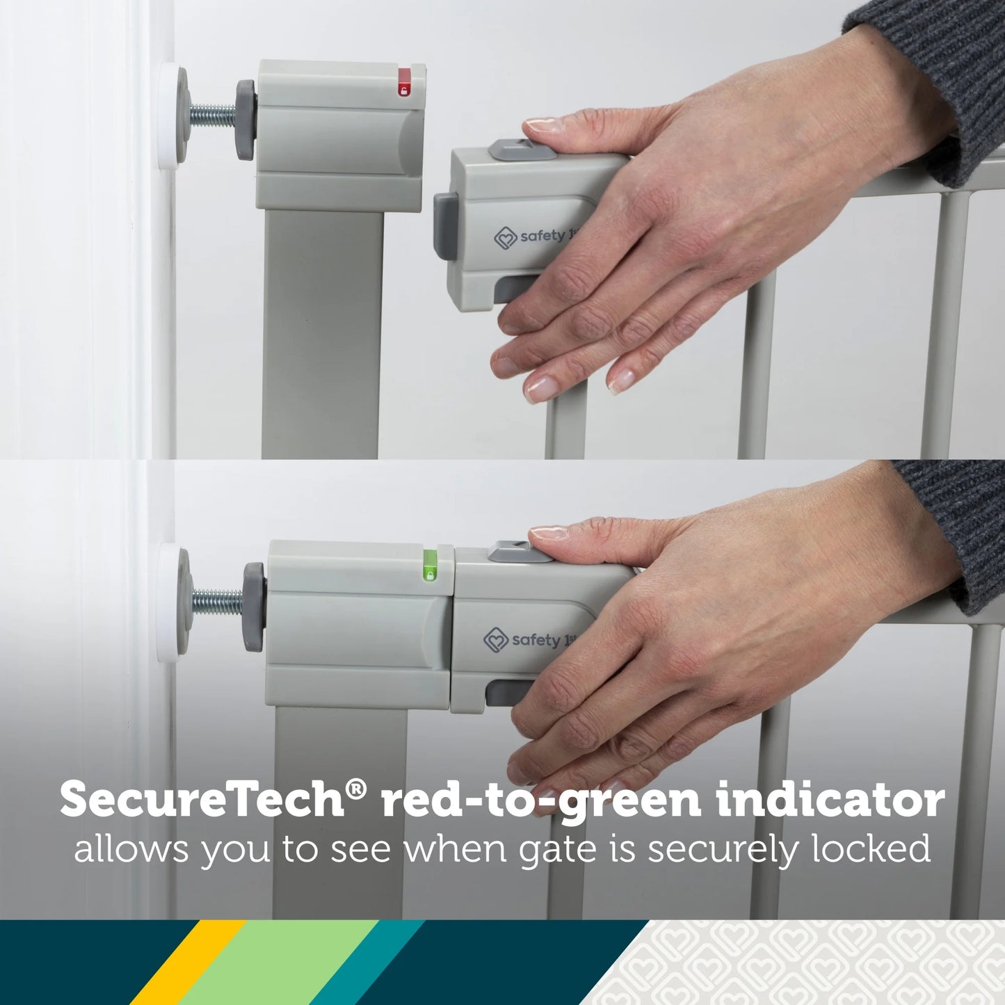Pressure-Mounted Baby Gates for Doorways, Securetech® No-Drill Design with Integrated Door, Adjustable Width 29-38 Inches