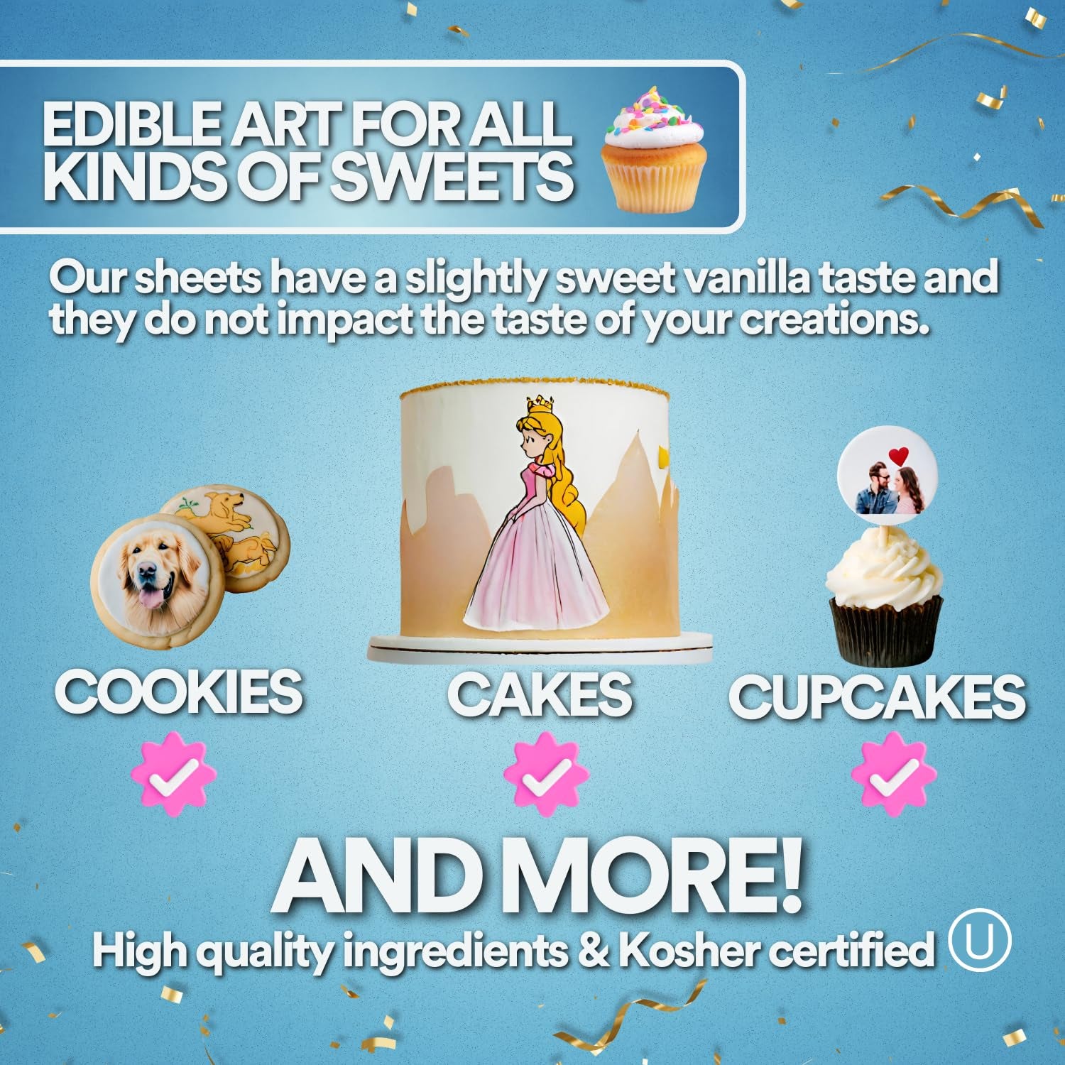 Frosting Sheets Premium 8.5“ X 11“ – 24 Count – White Edible Icing Sheets - Kosher Certified