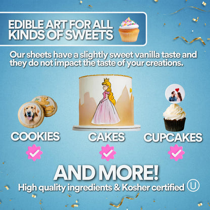 Frosting Sheets Premium 8.5“ X 11“ – 24 Count – White Edible Icing Sheets - Kosher Certified