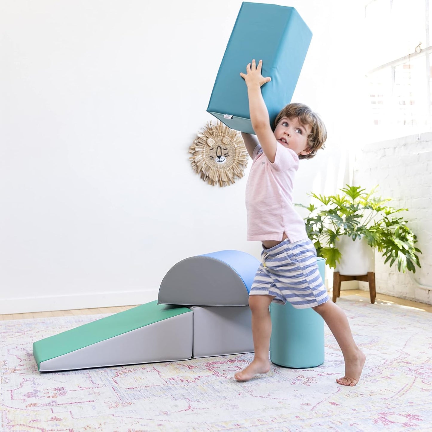 Softzone Contemporary 5-Piece Climbing and Crawling Playset with Building Blocks
