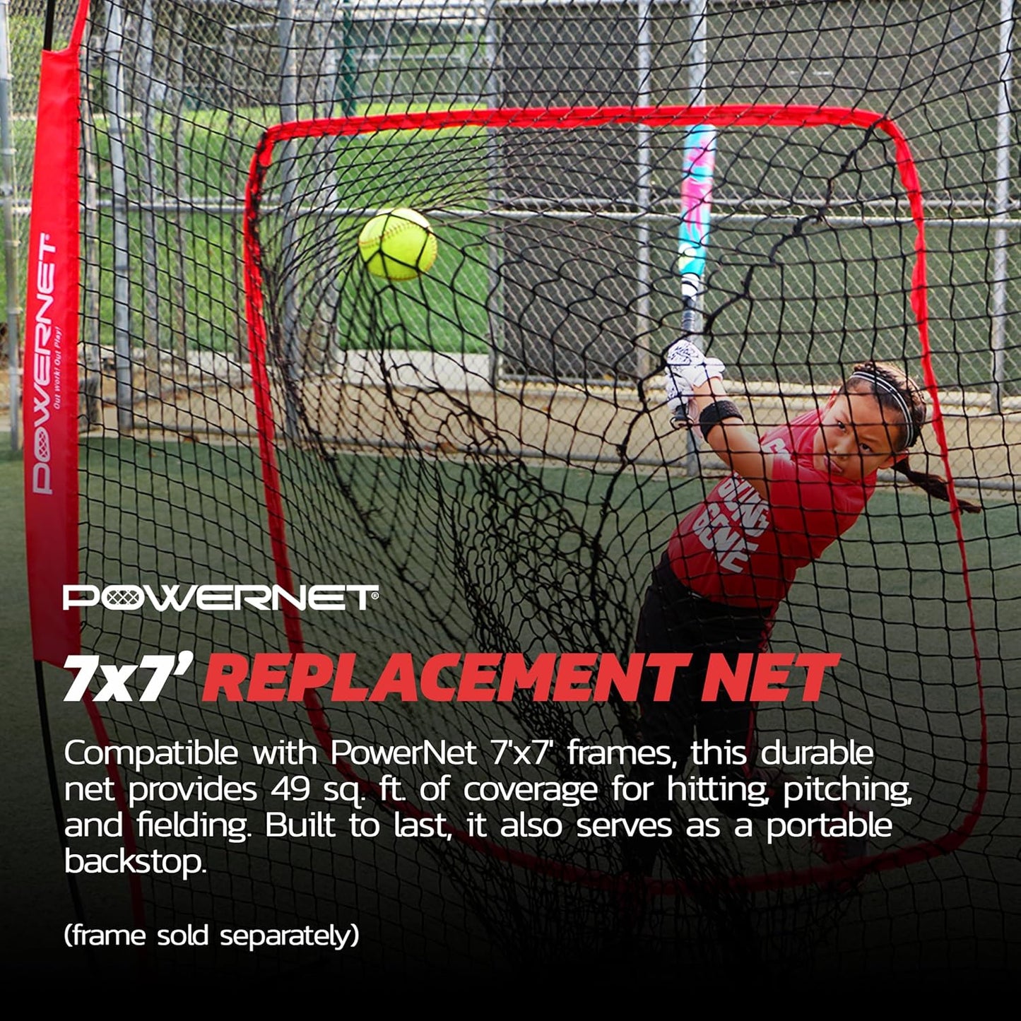 7x7 Baseball and Softball Practice Net with Accessories for Pitching, Batting, and Fielding, Including Ball Caddy, Weighted Baseballs, and Tee