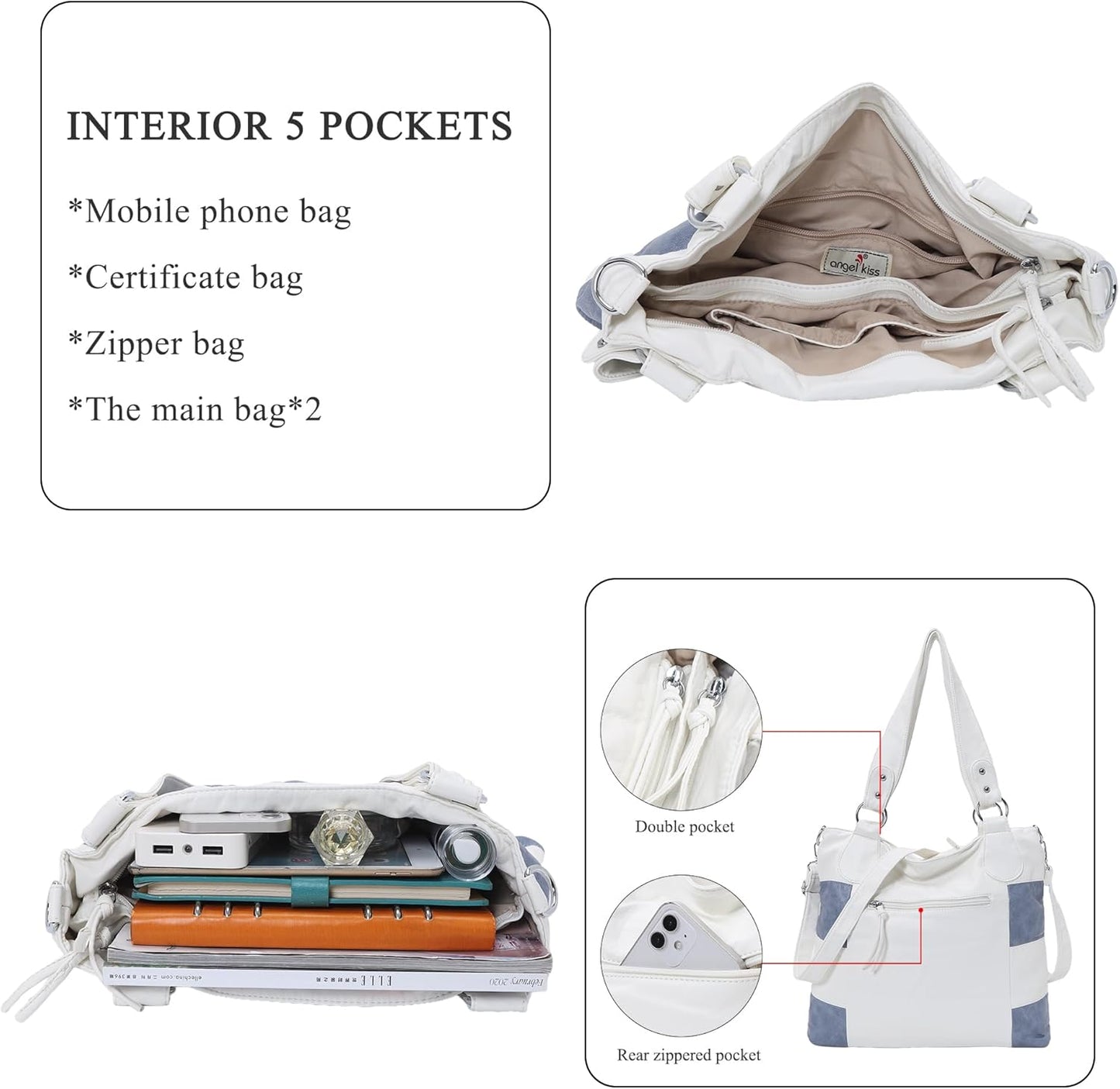 Multi-Color Striped Lattice Hobo Purse for Women - Crossbody Shoulder Tote Handbag