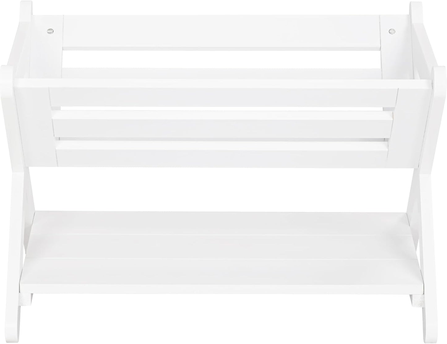 Children's Bookshelf with Caddy - Toddler Book Storage Organizer for Kids' Rooms, Nurseries, and Playrooms in White