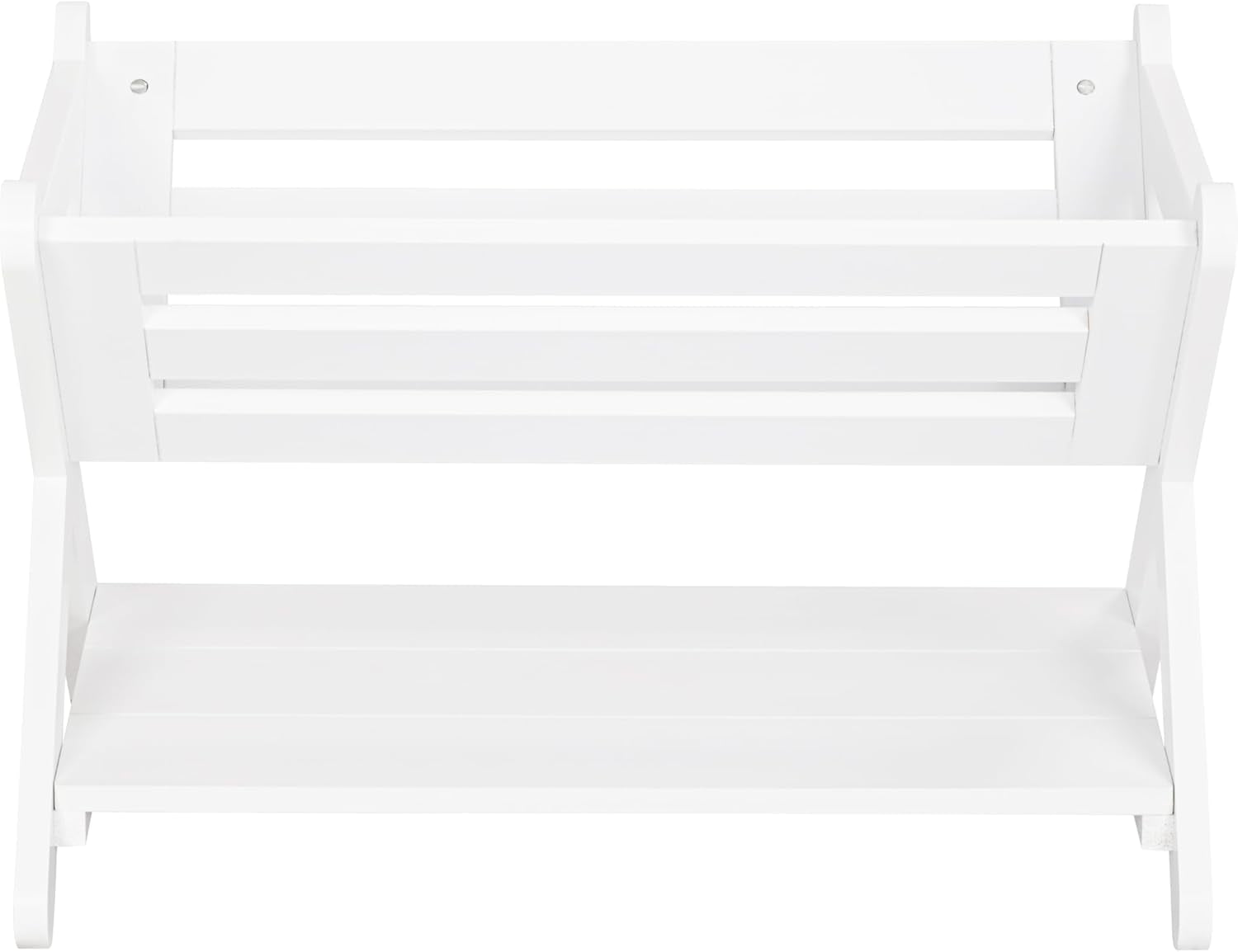 Children's Bookshelf with Caddy - Toddler Book Storage Organizer for Kids' Rooms, Nurseries, and Playrooms in White