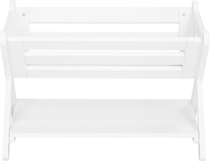 Children's Bookshelf with Caddy - Toddler Book Storage Organizer for Kids' Rooms, Nurseries, and Playrooms in White