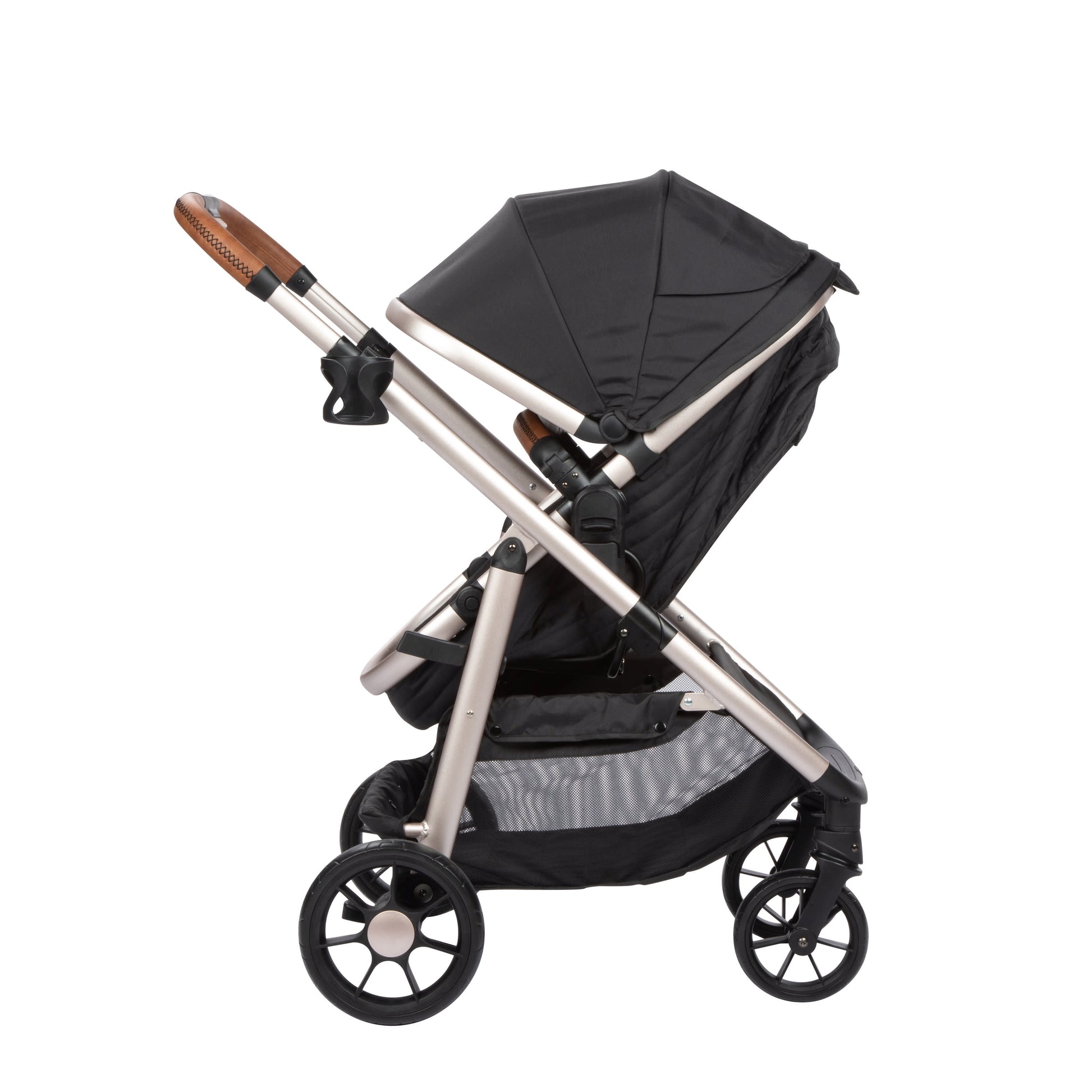 6-in-1 Modular Travel System for Infants and Toddlers in Black and Gold, Unisex Design