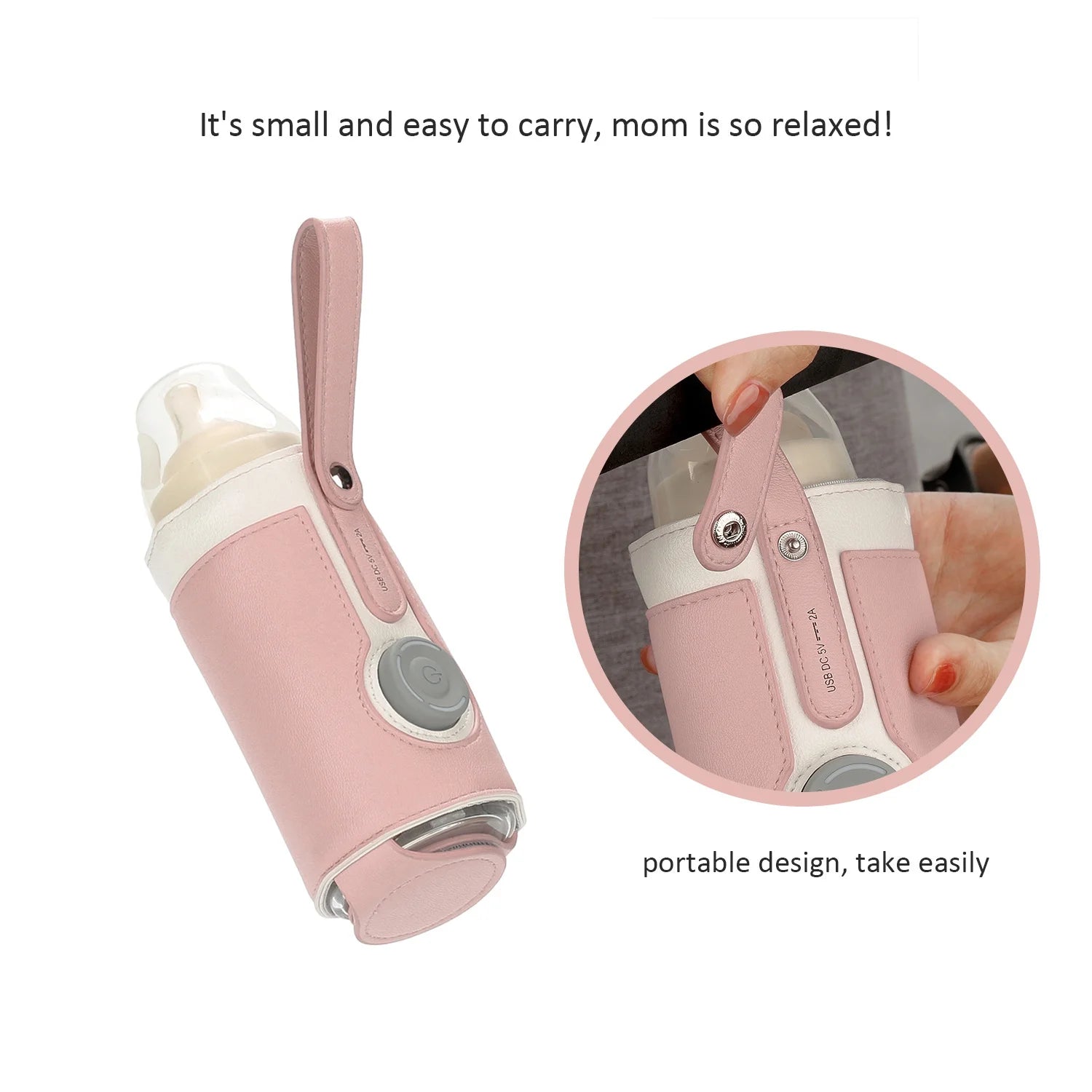 Intelligent Portable Bottle Warmer with Fast Charging and 3-Speed Temperature Control - Pink