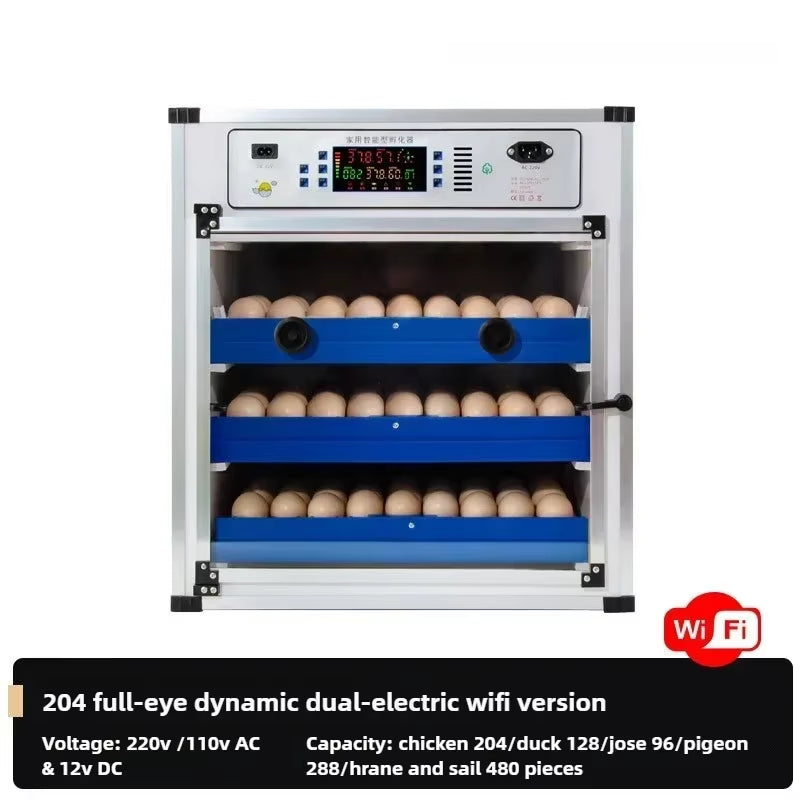 Automatic Egg Incubator 204 Eggs PVC Dual Electric Hatching Machine Automatic Temperature & Humidity Display & Egg Turning