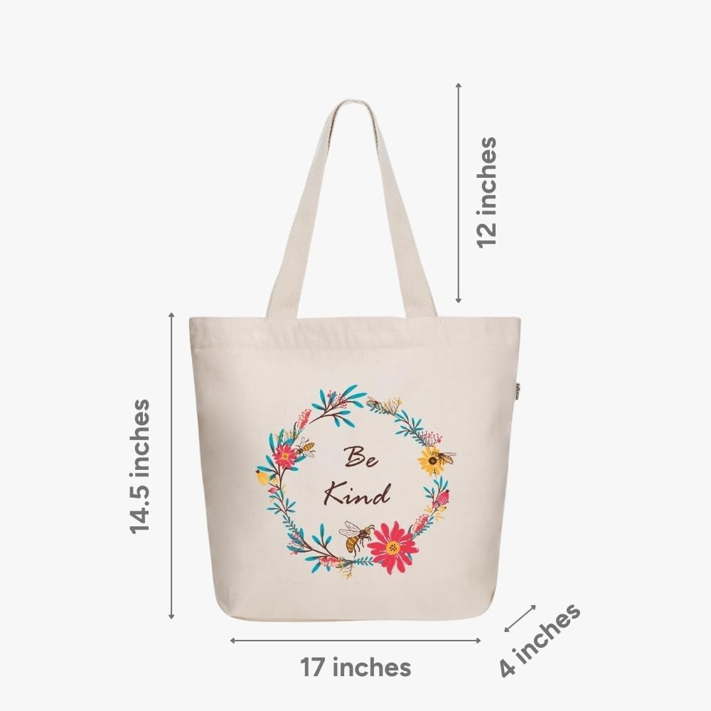 Elegant Large Canvas Tote Bag for Women with Zipper and Pocket - Ideal for Yoga, Work, and Beach Activities