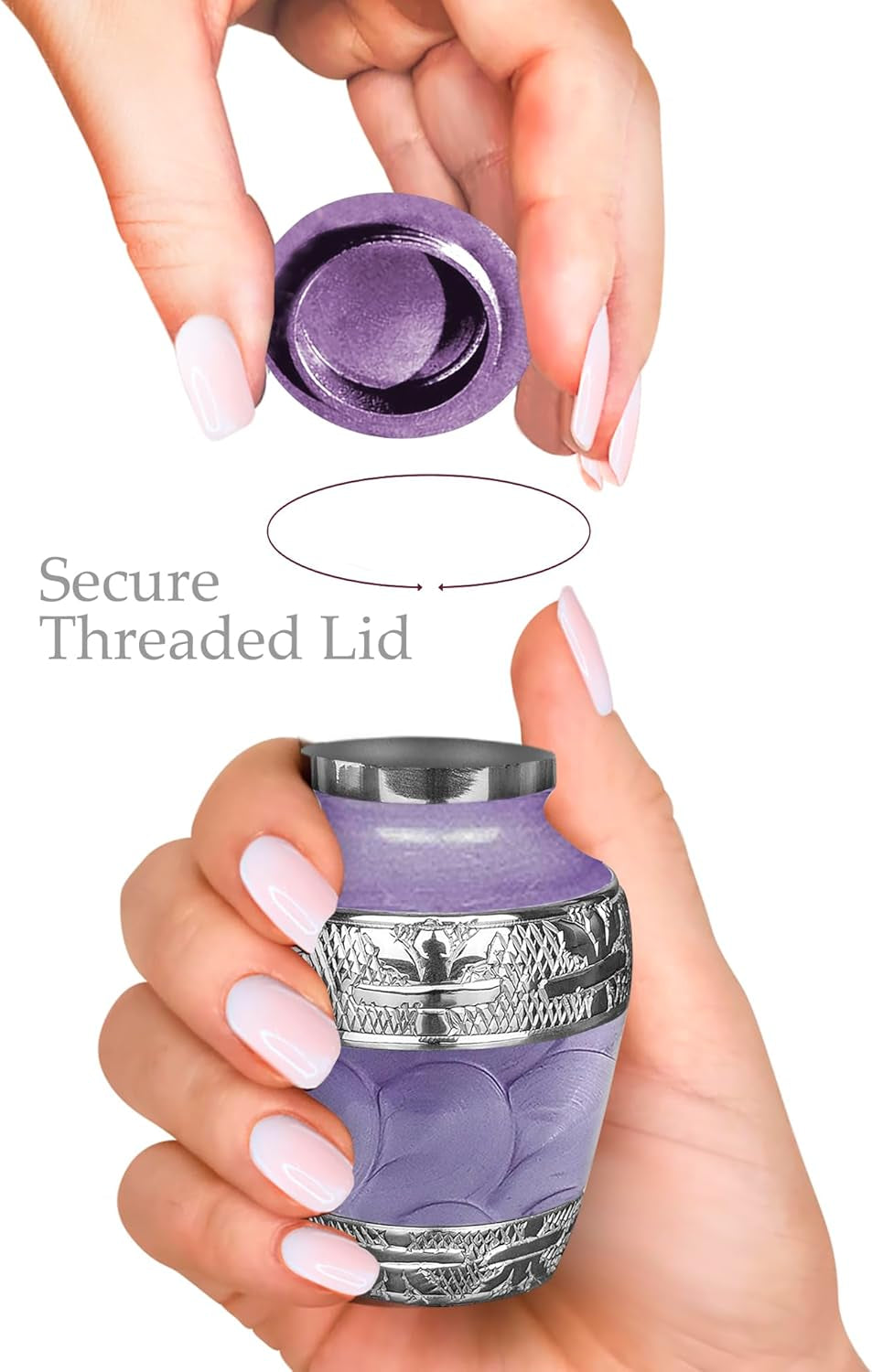 Small Urns for Human Ashes Keepsake, Decorative Mini Cremation Urn for Adult Men & Women, Set of 4, Purple with Silver Lining