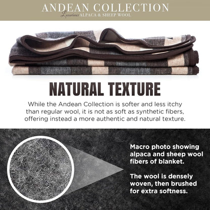 Natural Alpaca and Sheep Wool Twin Blanket – Heavyweight, Breathable, and Textured – 63 x 84 Inches, 4.2 lbs – Crafted in Peru