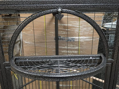 64" Extra Large Corner Flight Bird Parrot Cage for Cockatiel Parakeet Budgies Parrot with around Metal Seed Skirts, Tight 1/2-Inch Bar Spacing (Blackvein)