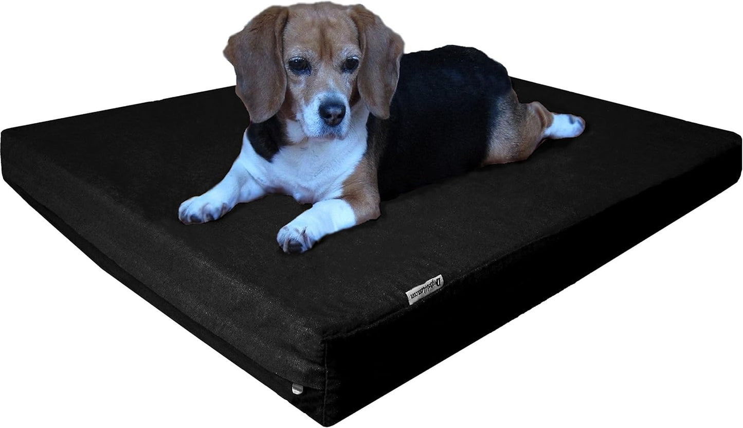 Orthopedic Gel Infused Memory Foam Dog Bed, Waterproof Liner with Durable Washable Black Canvas Cover, 37X27X4 Inch