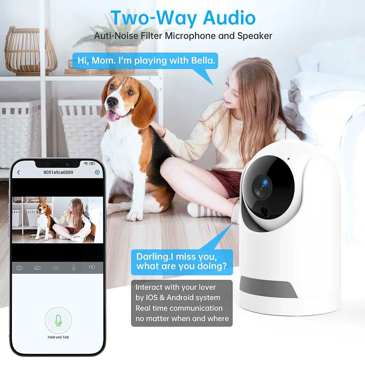 360° Wireless 5G Baby Monitor with Safety Alerts and 4MP HD Wi-Fi Camera for Human and Pet Detection, Complete Home Security System Featuring Two-Way Audio, Motion Tracking, and Infrared Night Vision