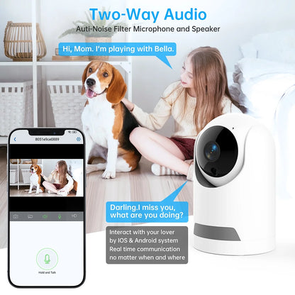 360° Wireless 5G Baby Monitor with Safety Alerts and 4MP HD Wi-Fi Camera for Human and Pet Detection, Complete Home Security System Featuring Two-Way Audio, Motion Tracking, and Infrared Night Vision