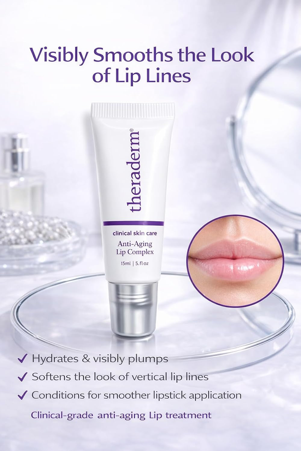 Anti-Aging Lip Complex – Peptide Lip Treatment for Plumper-Looking, Smoother Lips with Collagen Peptides, Avocado Oil & Coq10, .33 Oz