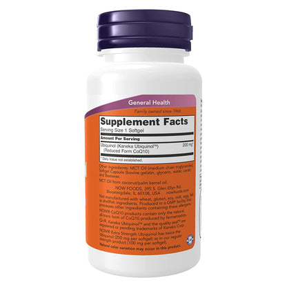 NOW FOODS Ubiquinol Extra Strength 200 Mg 60 Softgels