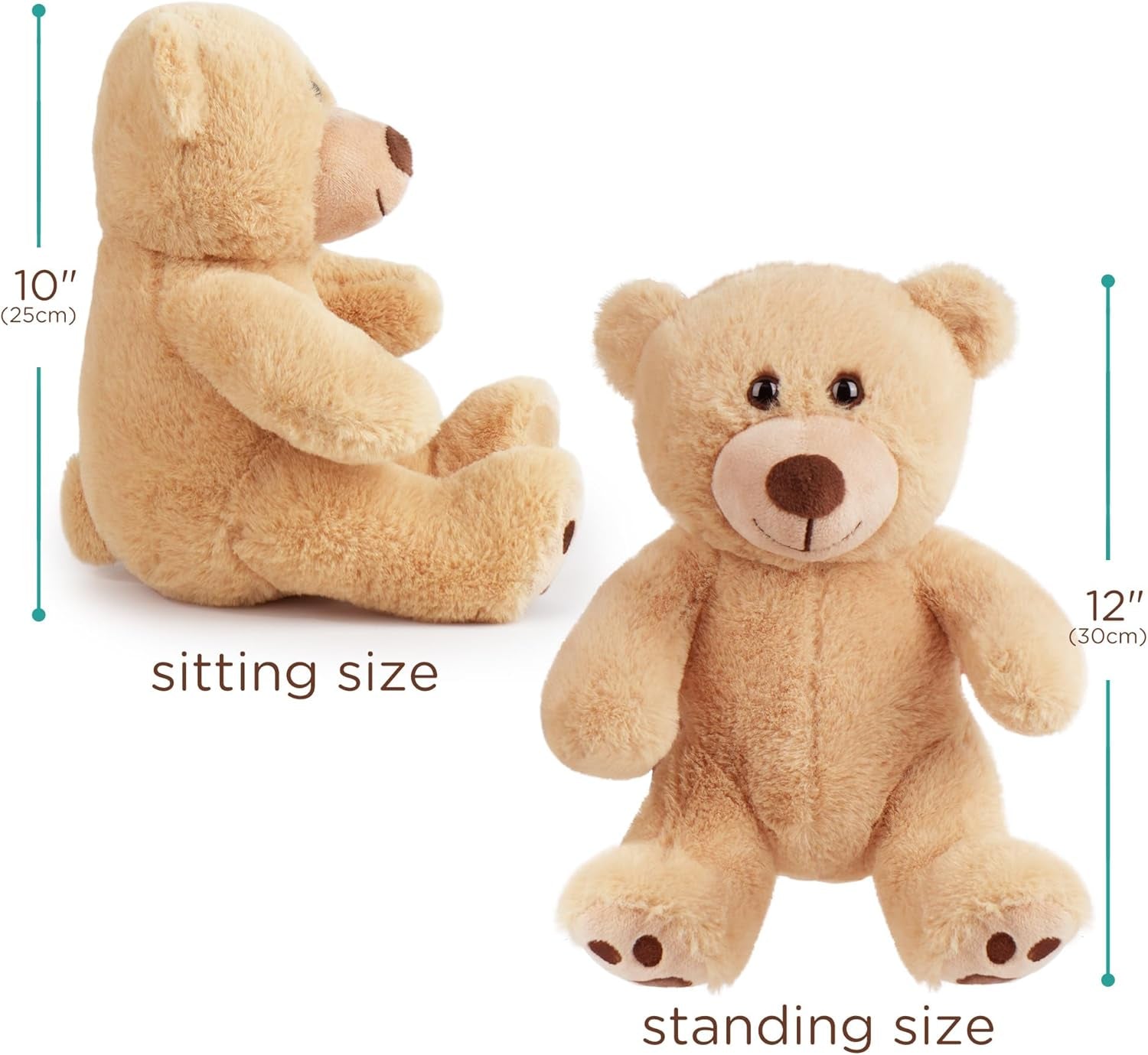 10-Inch Brown Teddy Bear Plush Toy - Soft Stuffed Animal Gift for Babies, Toddlers, and Special Occasions such as Baby Showers and Easter Decorations