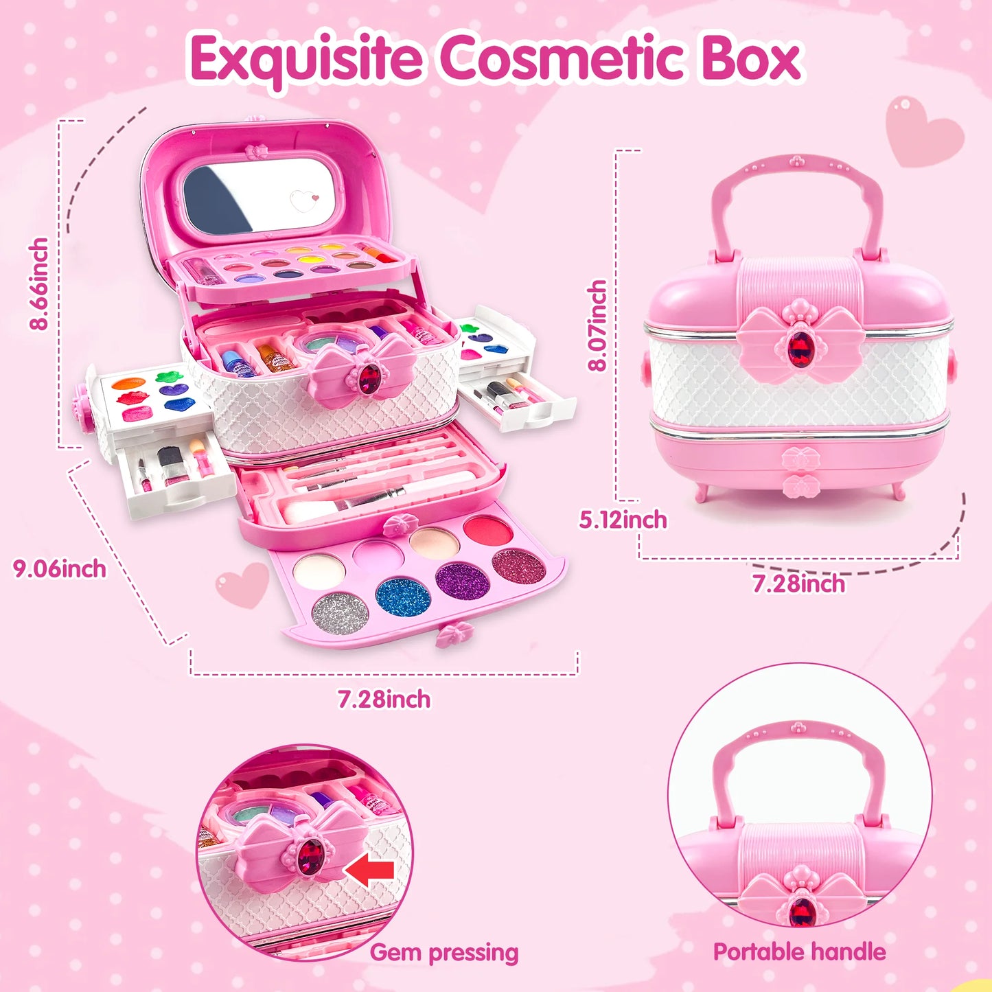Girls Makeup Toys Kit, 57 Pcs Pretend Play Makeup Toys for Kids with Real Cosmetic, Kids Makeup Set Toys for Girls 3-6 Year Christmas Birthday Gifts