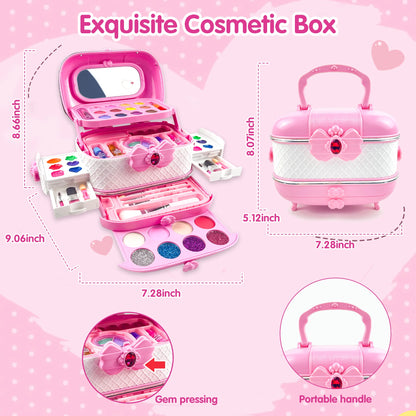 Girls Makeup Toys Kit, 57 Pcs Pretend Play Makeup Toys for Kids with Real Cosmetic, Kids Makeup Set Toys for Girls 3-6 Year Christmas Birthday Gifts