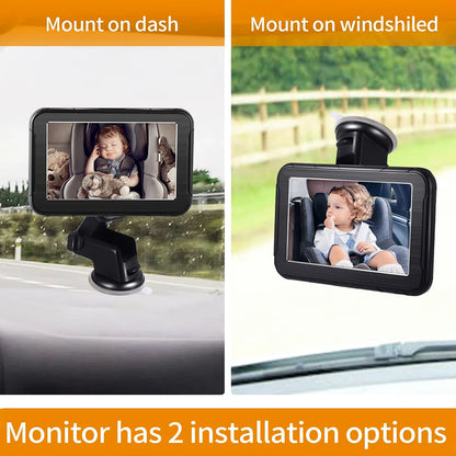 High-Definition 1080P Baby Car Monitor with 150° Wide-Angle View and Night Vision for Rear-Facing Seats