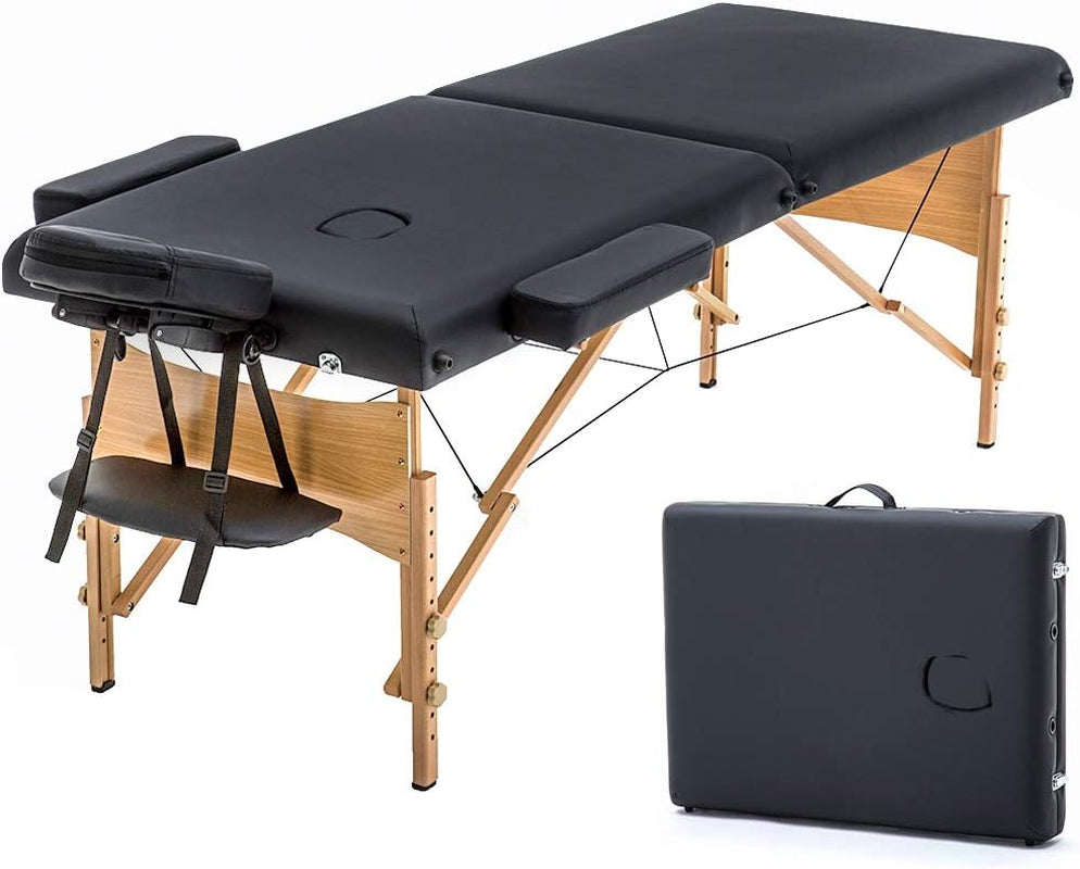 Portable 24-Inch Wide Massage Table with Height Adjustment and Non-Woven Carry Bag for Spa, Facial, and Tattoo Services