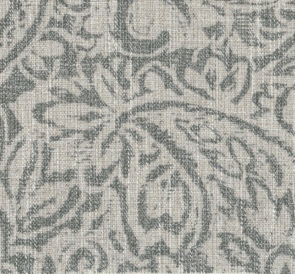 Upholstered Round Storage Ottoman for Living Room and Bedroom in Gray Floral Design