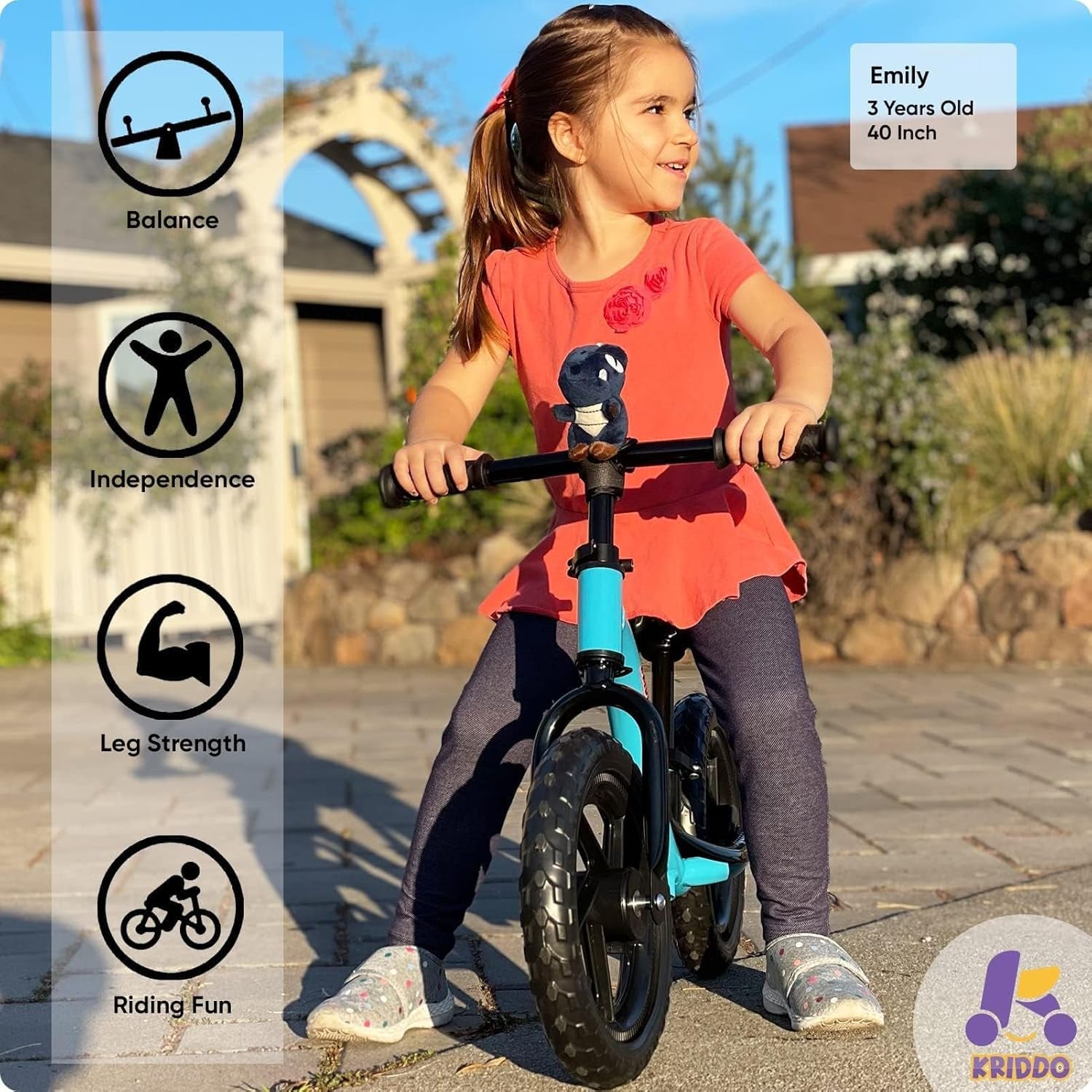 Toddler Balance Bike for Ages 2 to 5, Interactive Push Bicycle for Early Learning with Steady Balancing, Ideal Gift for Boys and Girls, Blue