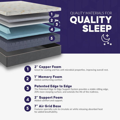 - E4 Split Head Flex Top King Size Adjustable Bed Frame Set with 12" Copper Gel Infused Memory Foam Mattress Medium Firm, 120-Night Trial
