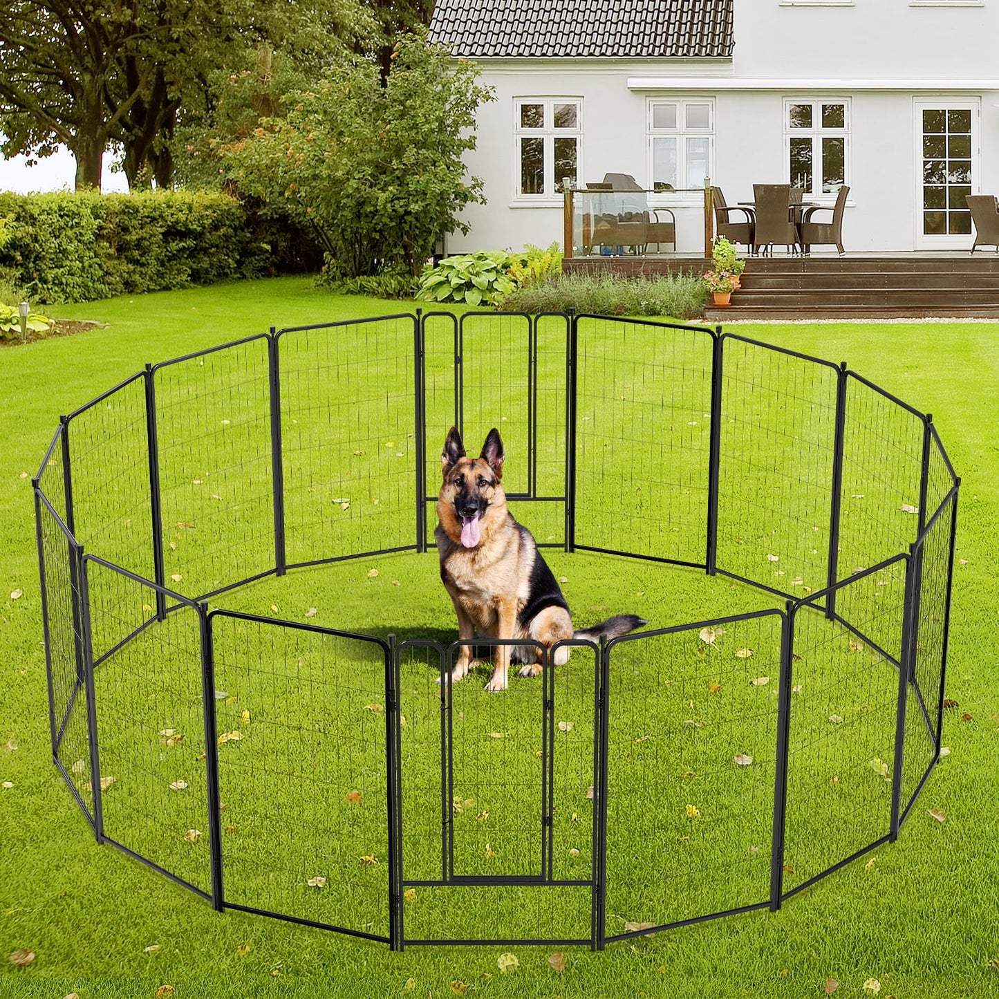 45″ Tall 16 Panels Heavy Duty Metal Dog Playpen for Exercise Outdoor Indoor Fence, Black