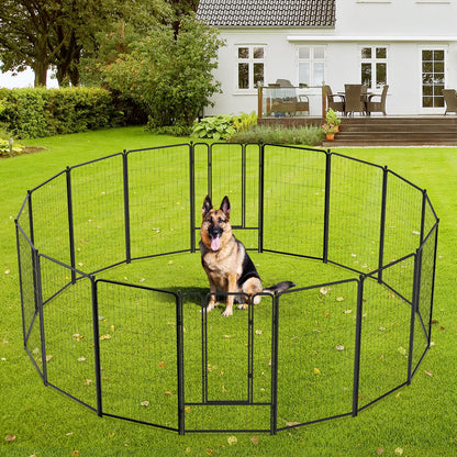 45″ Tall 16 Panels Heavy Duty Metal Dog Playpen for Exercise Outdoor Indoor Fence, Black