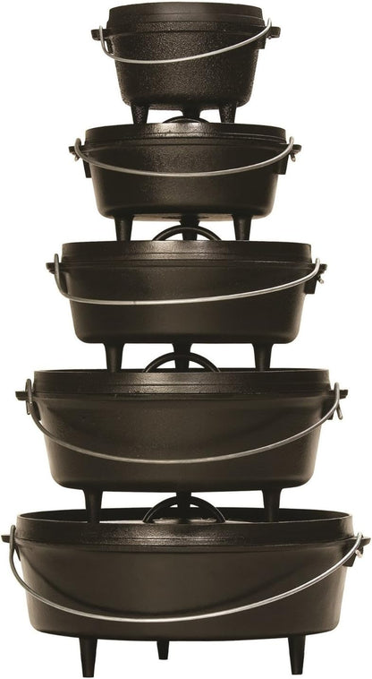 8 Quart Pre-Seasoned Cast Iron Camp Dutch Oven with Lid - Dual Handles - Use in the Oven, on the Stove, on the Grill or over the Campfire - Black