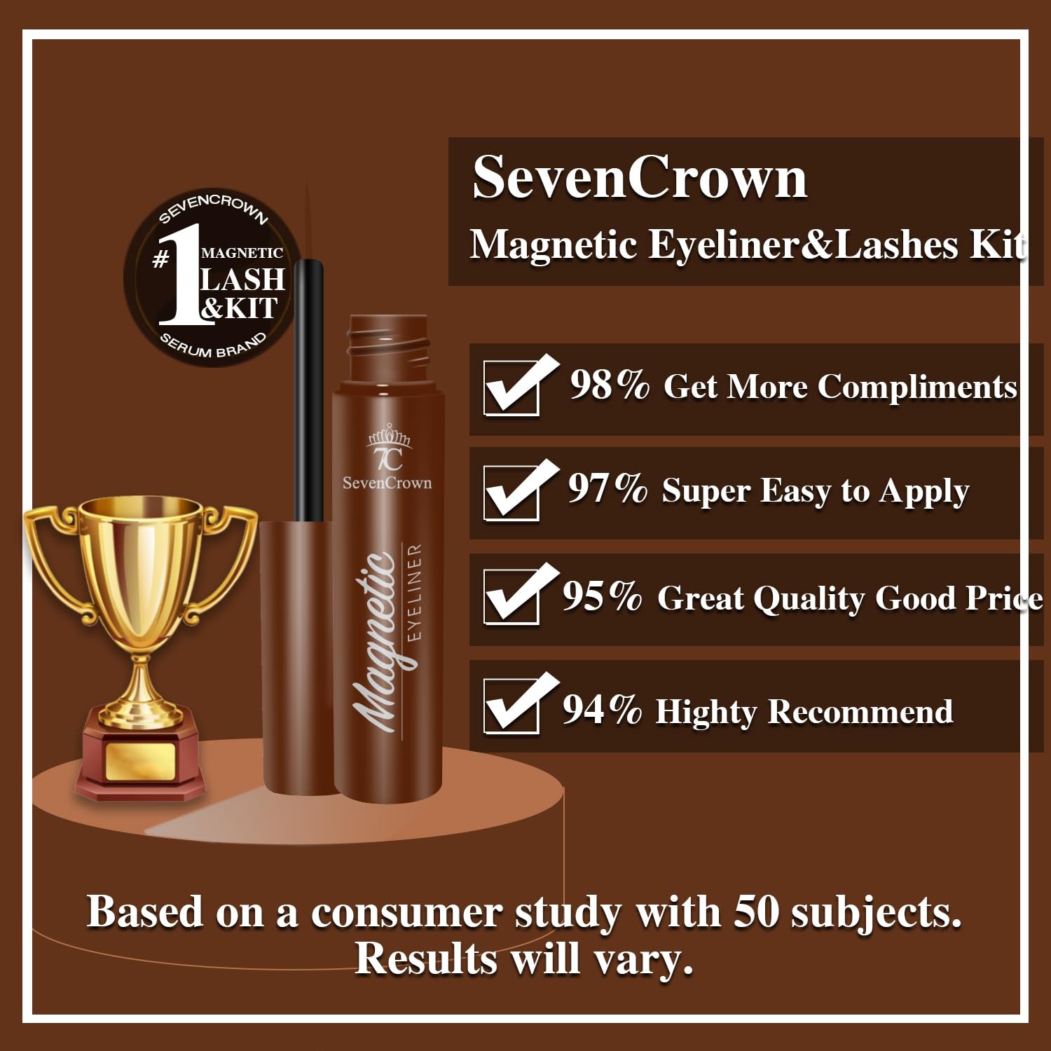 Magnetic Eyelashes with Eyeliner, Cat-Eye Magnetic Lashes Kit with Applicator,Most Natural Looking,Reusable Fake Eye Lash, 4 Brown Strongest Waterproof Liquid Liner,