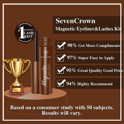 Magnetic Eyelashes Cat-Eye Full Volume Magnetic Lashes,Reusable Easy Fake Eye Lash, 2 Tuble Strongest Waterproof Liquid Liner Brown.Vegan & Cruelty Free（1 Black+1Brown)