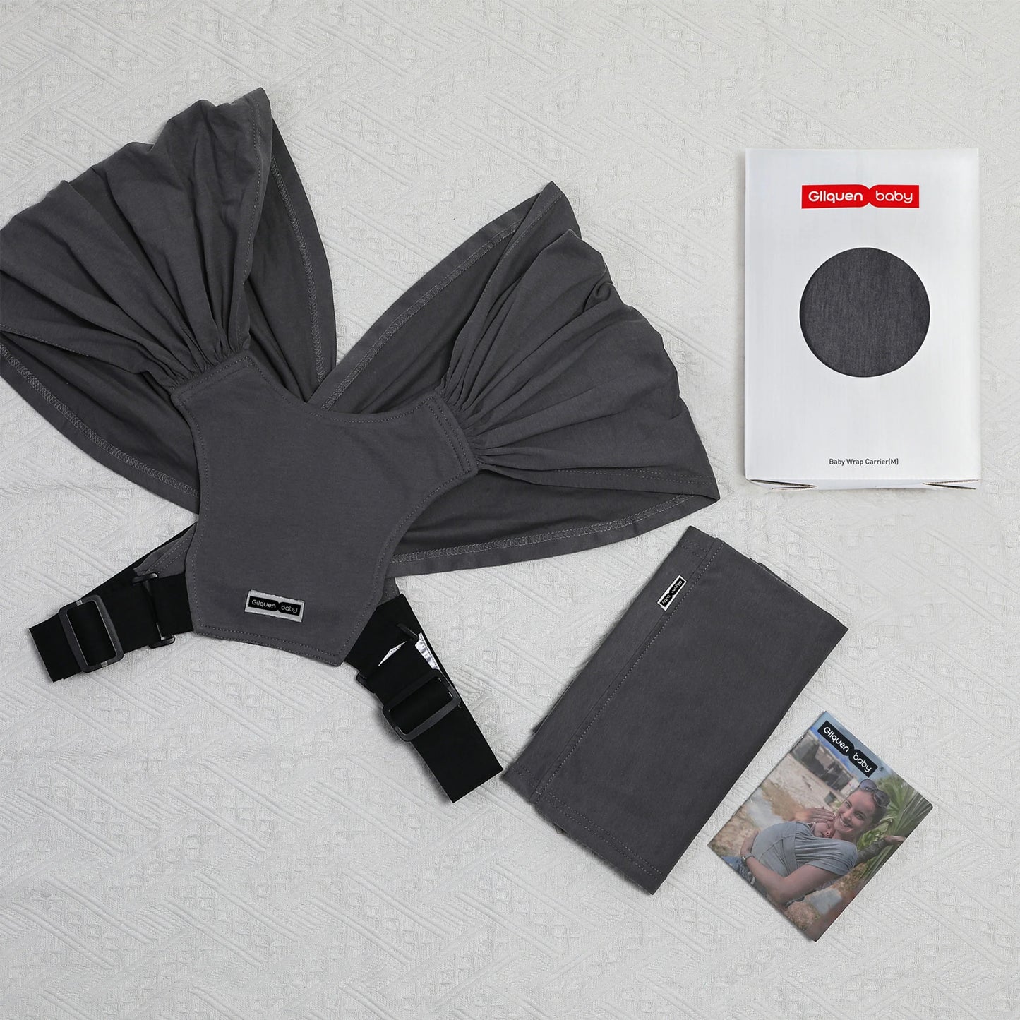 Organic Cotton Infant and Toddler Wrap Carrier in Dark Gray, Supports Weights Up to 35 lbs