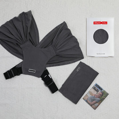 Organic Cotton Infant and Toddler Wrap Carrier in Dark Gray, Supports Weights Up to 35 lbs