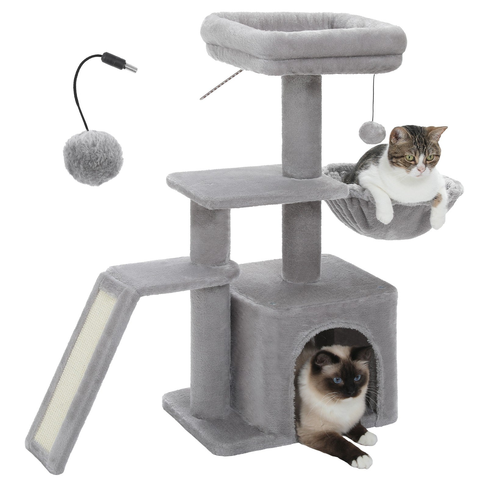 PAWZ Road Compact Cat Tree Tower with Scratching Post and Board for Kittens