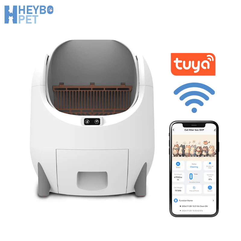 HEYBO Smart Automatic Cat Litter Box - App-Controlled with Large Capacity