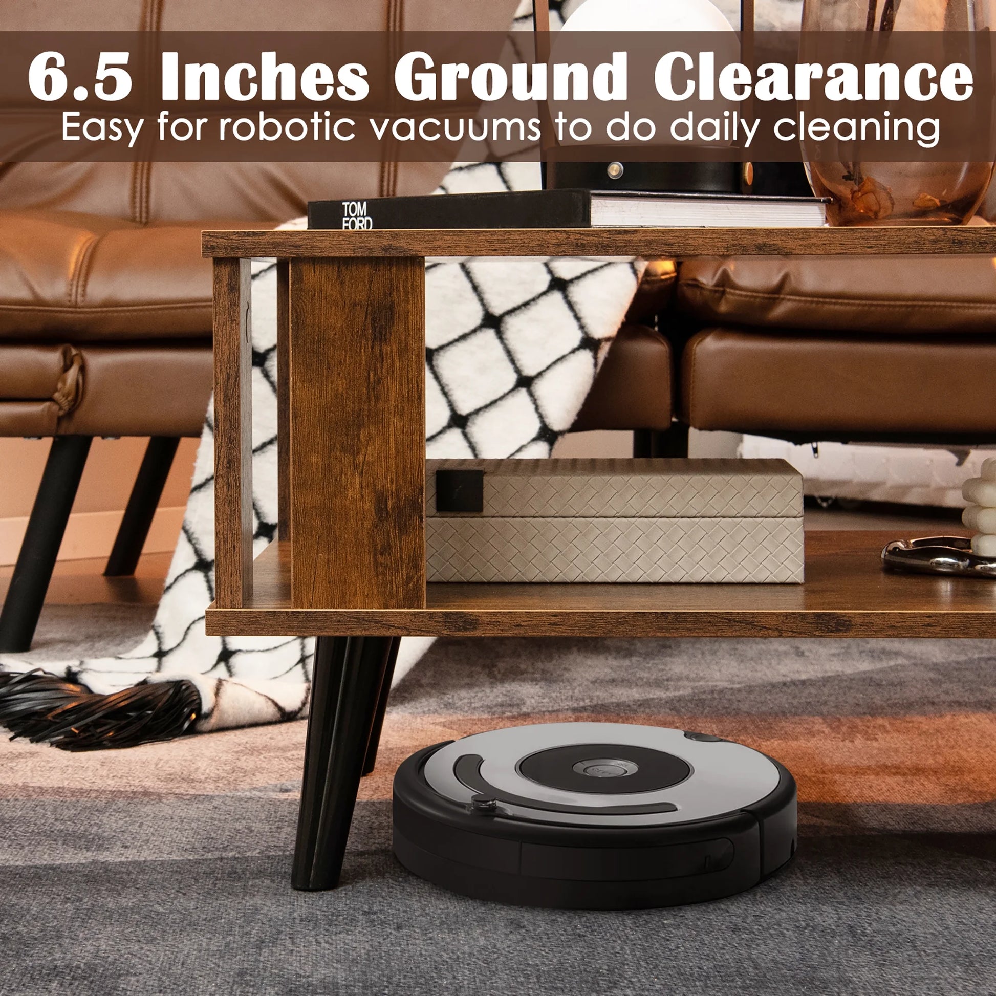 Mid-Century Retro Coffee Table with Open Shelf Storage for Living Room