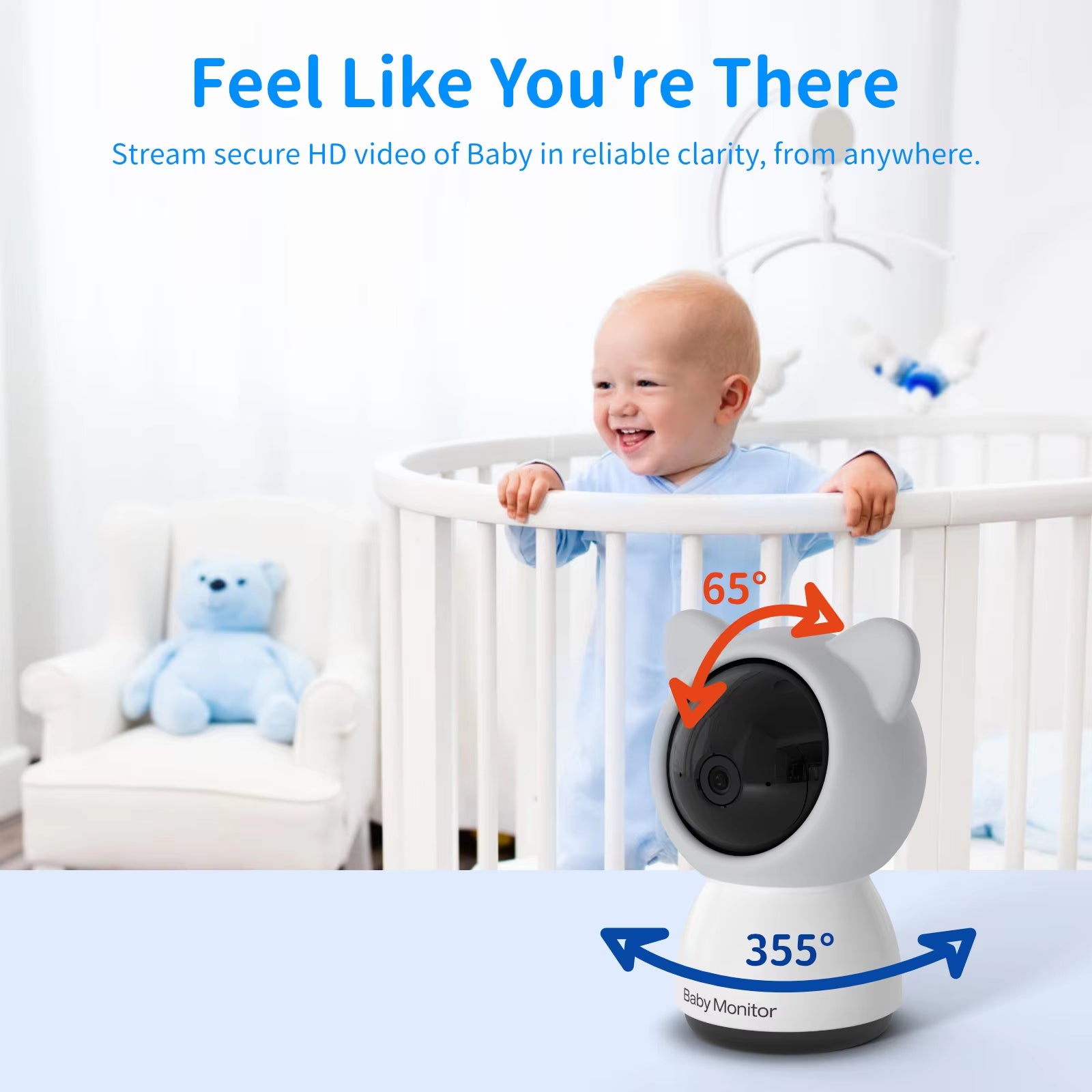 5-Inch 3MP Wireless Baby Monitor with Night Vision, Pan-Tilt-Zoom Functionality, Lullabies, and Environmental Sensors for Temperature and Humidity Monitoring