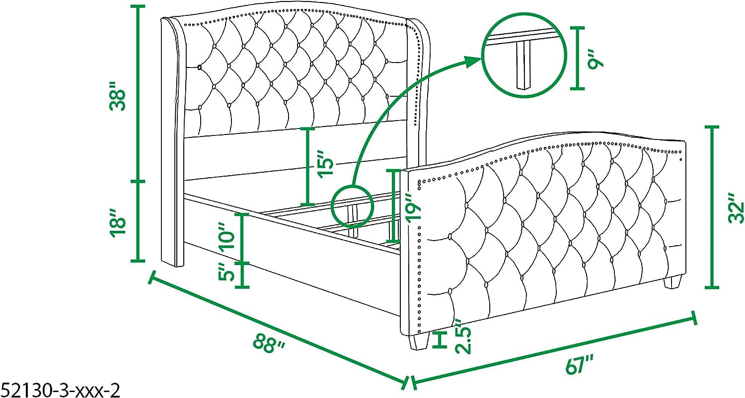 Marcella Queen Upholstered Shelter Headboard Bed Set in Olive Green Performance Velvet
